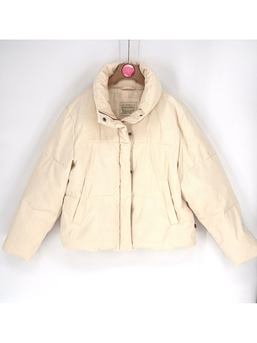 Levi's Corduroy Puffer Jacket Ivory Cream Waist Coat Women L